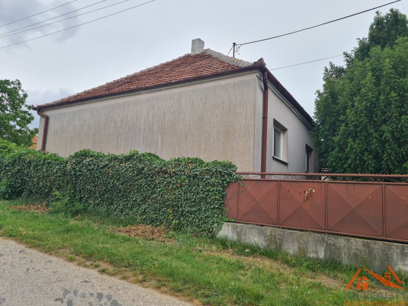 Na predaj rodinný dom Dulovce ! - Rodinný dom v Dulovciach s plotom obrasteným zeleňou zasadený pri ceste.