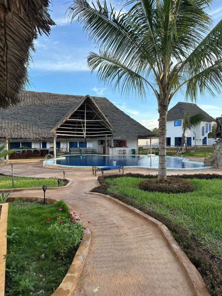 Dom pri pláži s vlastnou studňou a bazénom - Zanzibar, Uroa O578ZL - Rodinný dom v Zanzibare s bazénom a palmou na záhrade.