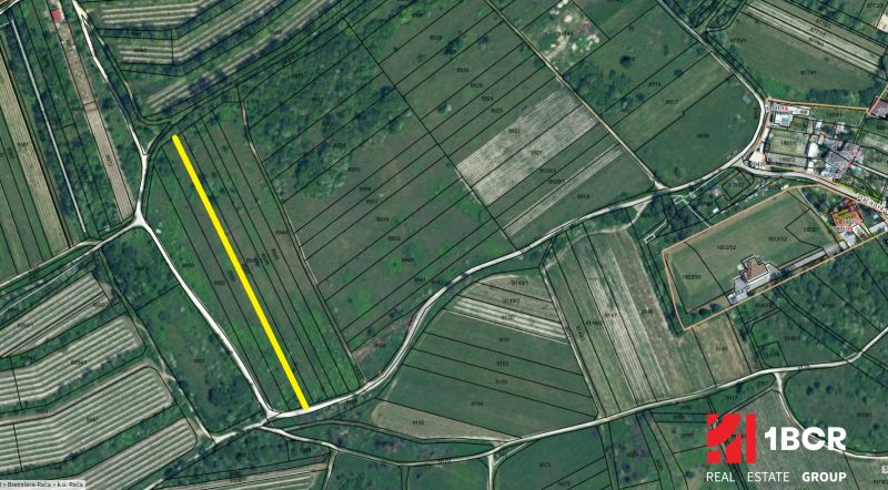 1.BCR | VINICA  S VÝHĽADOM NA MESTO, BRATISLAVA - RAČA - Katastrálna mapa viníc vo Vtáčikovej ceste, Bratislava - Rača, s vyznačeným pozemkom.