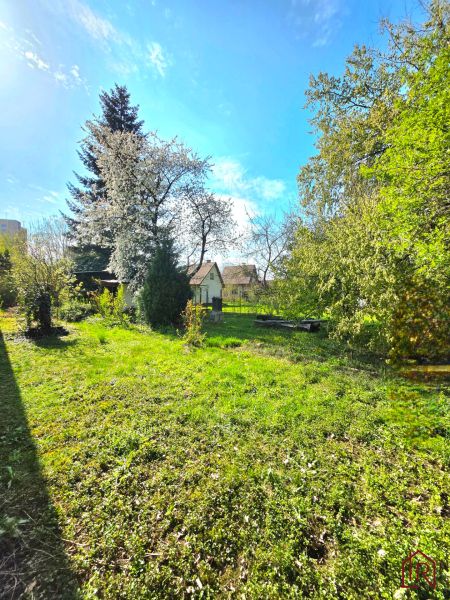 : Záhrada s chatkou, Košice – Krásna, 716 m², elektrina - Záhrady na Ulici 1. mája v Košiciach-Krásnej s trávnikom a ovocnými stromami.