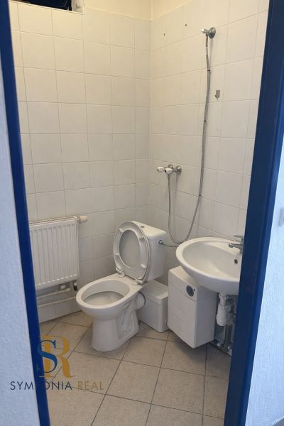 NA PRENÁJOM | Obchodný priestor v centre Galanty - 240 m² - Kúpeľňa v obchodných priestoroch s WC, umývadlom a sprchou.