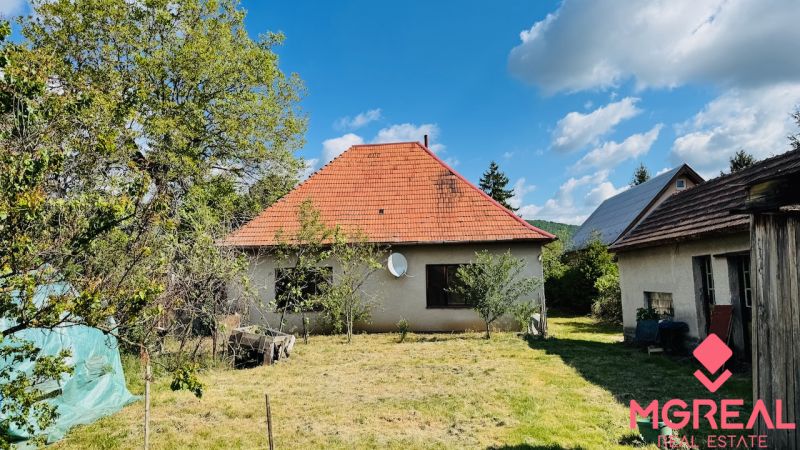Na predaj 6-izbový rodinný dom (dvojdom) v Pažiti, pozemok 1445 m² - Rodinný dom v Pažiti s červenou strechou na upravenej záhrade.