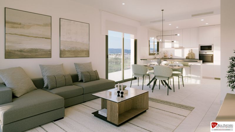 1-izbový apartmán pri pláži, Canet, Costa de Valencia - Svetlý obývací priestor rekreačného apartmánu s pohovkou a jedálenským stolom.