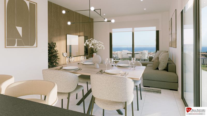 1-izbový apartmán pri pláži, Canet, Costa de Valencia - Jedálenská časť Rekreačného apartmánu s výhľadom na more a elegantným prestieraním.
