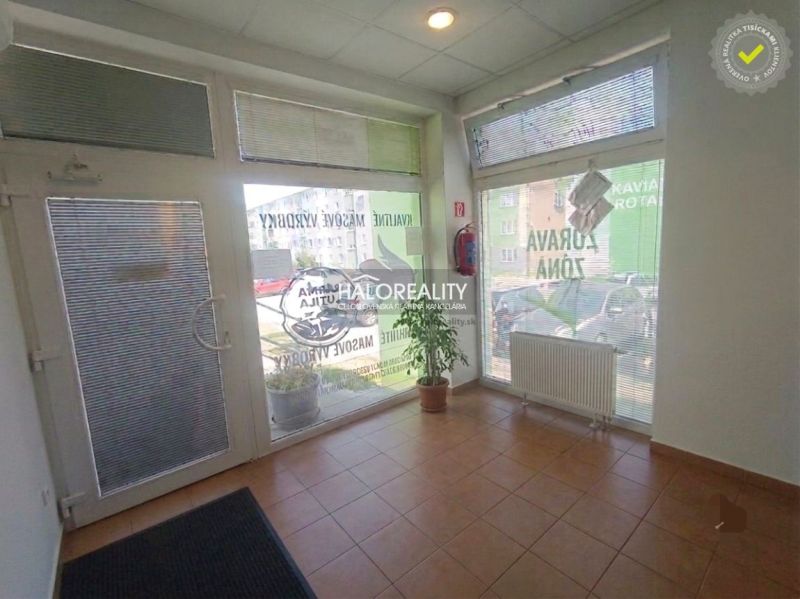 Prenájom, obchodný priestor Žiar nad Hronom - EXKLUZ... - Obchodné priestory s dlažbou, veľkými oknami a rastlinou.