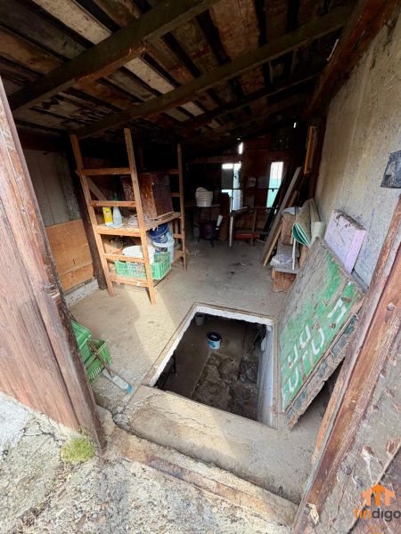 PREDAJ - Veľký rodinný dom s krásnym pozemkom – Pata (20 km od Nitry) - Kôlňa s jamou a skladovacími regálmi pri rodinnom dome na Hlohoveckej ulici v Pate.