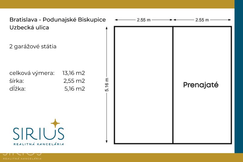 UZBECKÁ, parkovacie miesto v garáži, novostavba Oppidum - Dve garážové státia na prenájom na Uzbeckej ulici v Bratislave - Podunajských Biskupiciach.