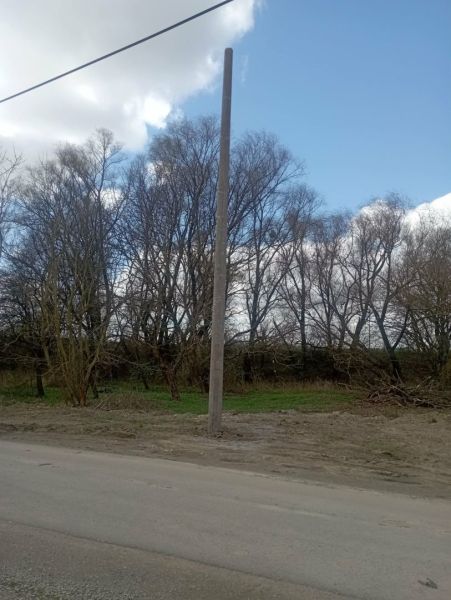 Pozemok 1160m2, Nižná Hutka, ul. Záhradkárská - Stĺp pri ceste obklopený stromami na Zahradkárskej ulici v Nižnej Hutke, pozemky - bývanie.