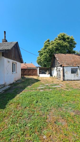 Pokojné bývanie v obci Kava + investícia do budúcnosti - Rodinný dom v Komárne s trávnatým dvorom, stromom a jednoduchými stavbami.
