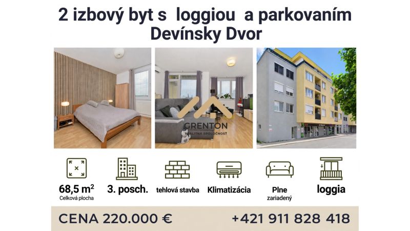 GRENTON | Byt pre život aj investíciu - Devínsky Dvor, 2 x parking