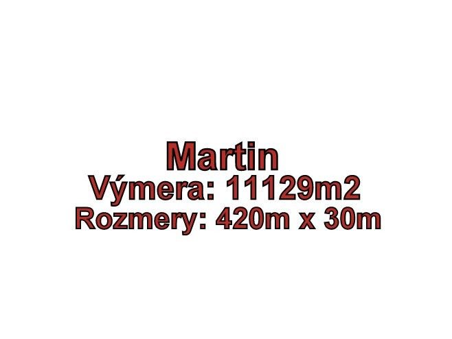 MARTIN-Slnečné Lány pozemok na developerské a komerčné účely 11 129m2 - Ponuka pozemkov na bývanie v Martine, výmera 11129 m², rozmery 420 x 30 m.