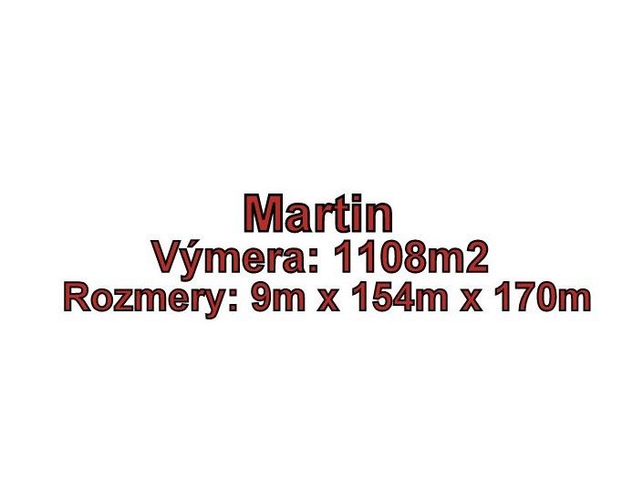Martin - PRIEKOPA pozemok o výmere 1108 m2 v časti Ráztoky - Pozemok v Martine s rozlohou 1108m2, rozmery 9m x 154m x 170m.