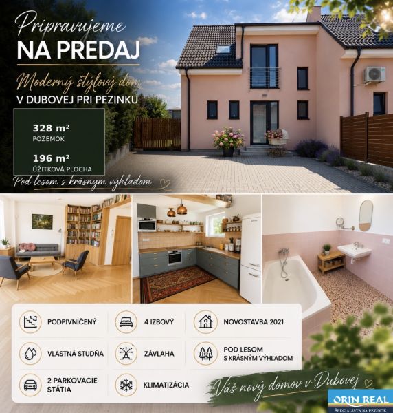 Nádherný 4izbový dom Novostavba v obci Dubová 196m2 - pivnica - Rodinný dom na Novosadskej v Dubovej, svetlá kuchyňa, obývacia izba, šikmá strecha.