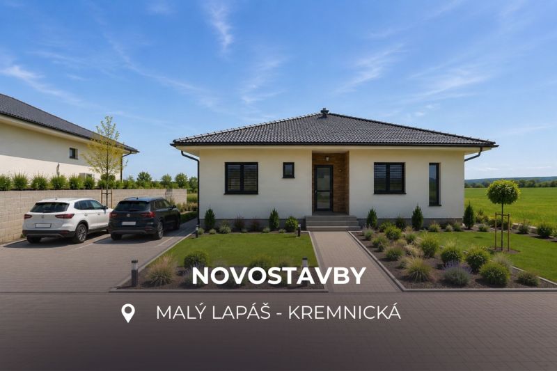 DVE NÍZKO ENERGETICKÉ NOVOSTAVBY | MALÝ LAPÁŠ | NITRA - Rodinný dom v Malom Lapáši s parkovaním, záhradou a výhľadom na okolitú krajinu.