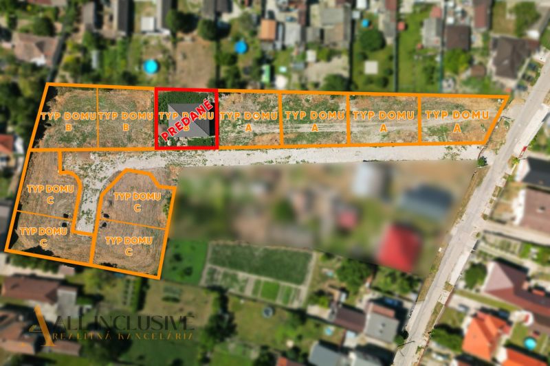 Projekt ČEREŠŇOVÁ ALEJ – 10 rod. domov/pozemk., Jelka - Stavebné pozemky pre rodinné domy v Jelke sú rozdelené na typy A, B a C.
