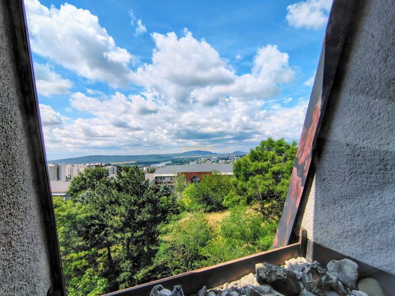 | veľkometrážny 2-izb. byt na prenájom na Haydnovej ul.  - Pohľad z budovy na zeleň a mestskú panorámu v Bratislave - Starom Meste.