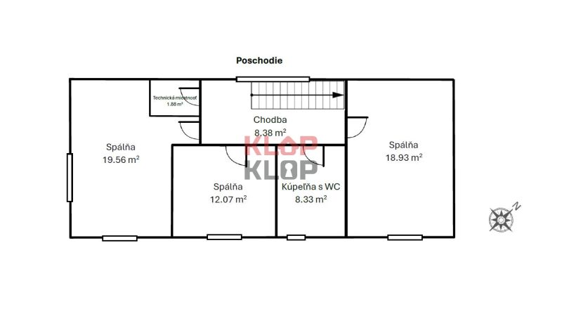 Pozrite si MODERNÚ NOVOSTAVBU 5 i RD pri SENCI, MOŽNOSŤ VÝMENY za BYT - Poschodie rodinného domu: tri spálne, kúpeľňa s WC, chodba, technická miestnosť.