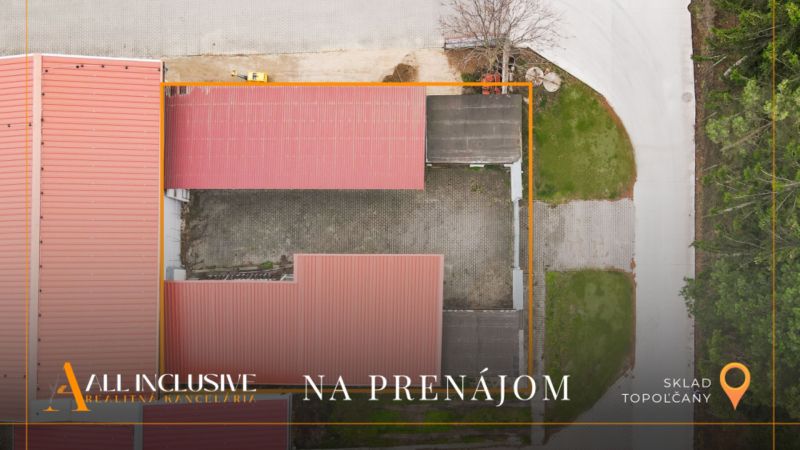 PRAKTICKÉ SKLADOVÉ PRIESTORY  | DOPRAVNÁ | TOPOĽČANY - Letecká snímka skladu na ulici Dopravná, priestor na prenájom v Topoľčanoch.