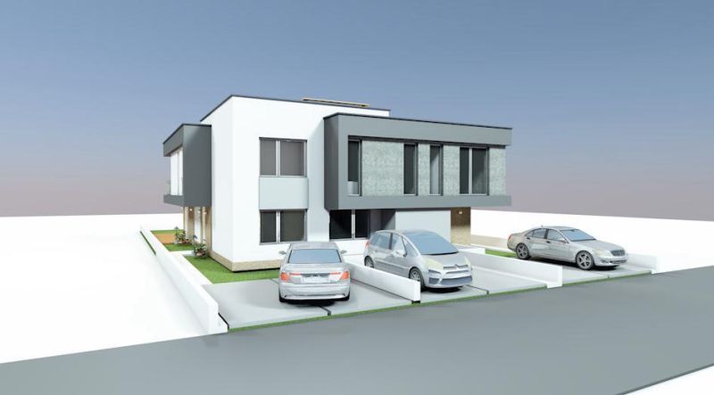 Na predaj stav. pozemok s projektom, Dunajská Lužná - Moderná budova s parkovacími miestami v Dunajskej Lužnej na pozemku pre bývanie.