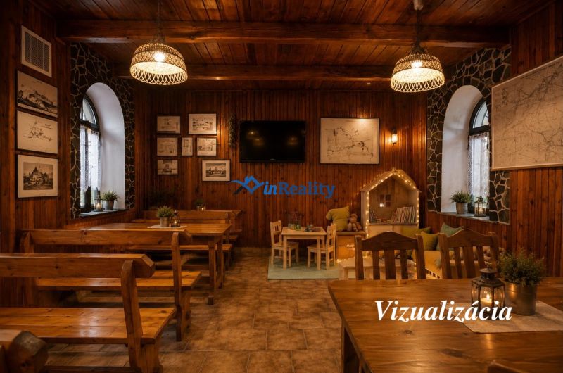 Objekt s historickým nádychom v Banskej Štiavnici - Štefultov - Drevené gastro priestory s detským kútikom a útulným osvetlením.