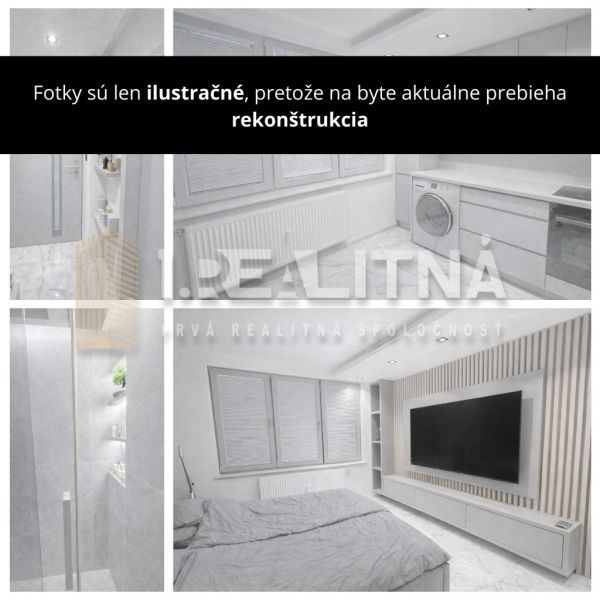 LUXUSNE PREROBENÝ BYT, BANSKÁ BYSTRICA, 37M2 - Ilustračné fotografie ukazujú interiér 1-izbového bytu počas rekonštrukcie s moderným zariadením.