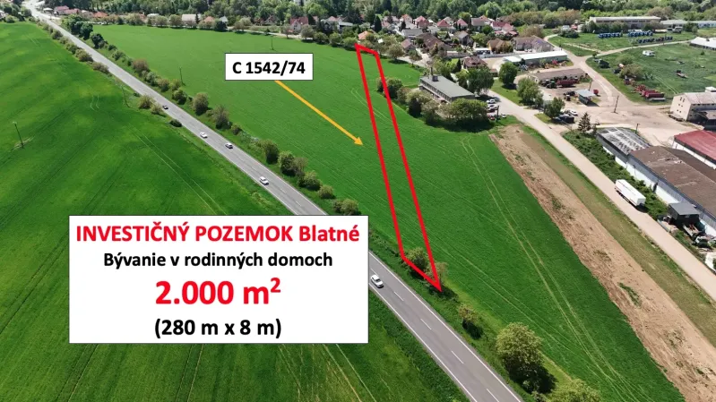 Blatné 2.000 m2 – Stavebný pozemok za cenu ornej pôdy