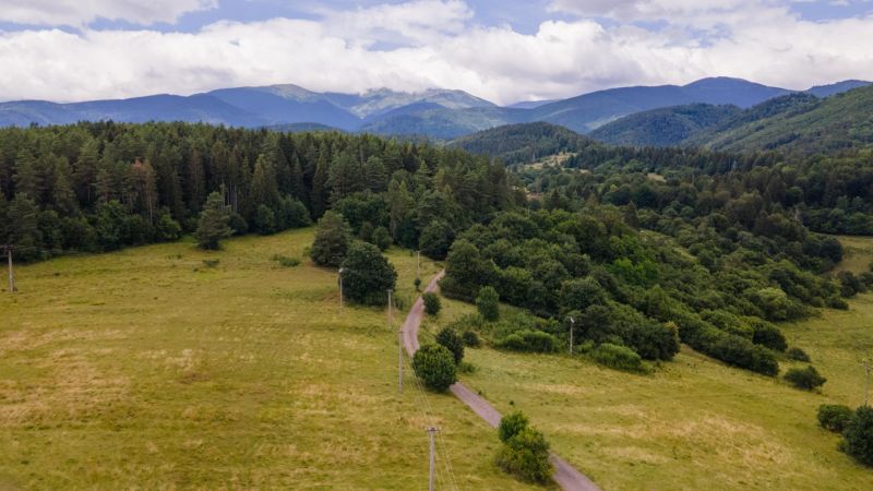 | Výnimočný rodinný dom s pozemkom 1516 m2 Nízke Tatry - Príroda obklopujúca Hornú Lehotu s lesmi a cestou medzi lúkami.