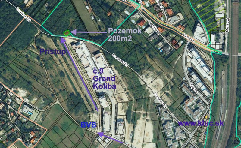 Nová cena ! Stavebný pozemok pre investíciu alebo rekreáciu.  - Na mape na ulici Frankovská je pozemok 200 m², ideálny pre bývanie.