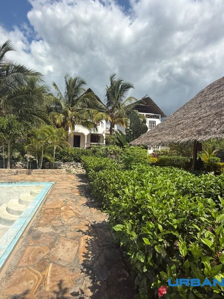 SAMOSTATNE STOJACA VILA MAPUMZIKO S 2 IZBAMI NA ZANZIBARE  - Rodinný dom vo Fumba Town s bazénom, palmami a altánkom na terase.