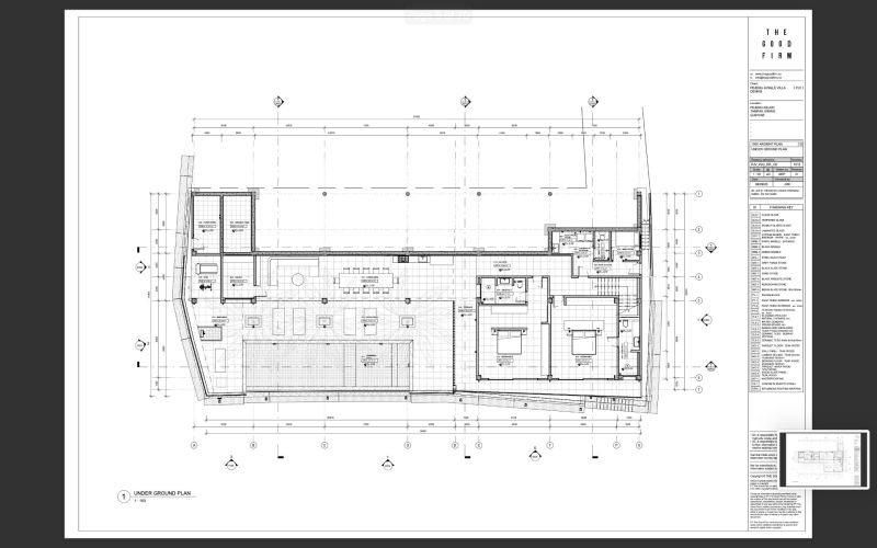 I Na predaj Luxusná vila „Tomma“ v Ubud, Bali - Architektonický pôdorys vily s rozmiestnením miestností a nábytku.
