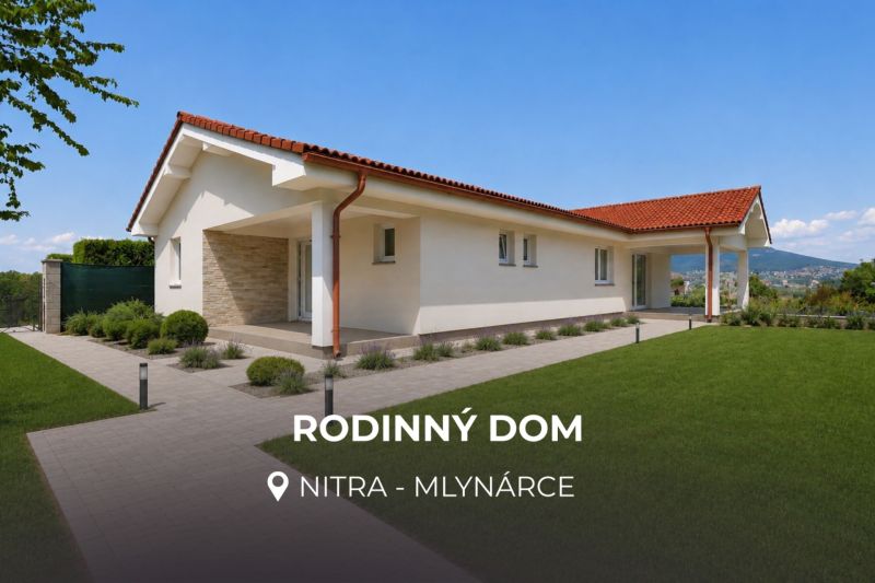 MODERNÁ NOVOSTAVBA | NITRA | MLYNÁRCE | POĽNÁ - Rodinný dom na Poľnej ulici v Nitre s rozsiahlym trávnikom a dlažbou.
