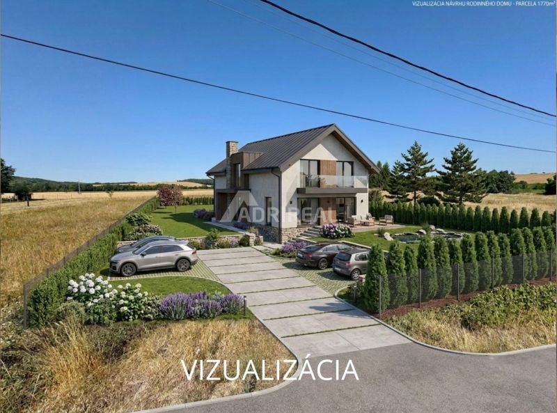 PREDAJ: STAV. POZEMOK; 1776 m2; DUDINCE-Hokovce; 43.000 €  - Vizualizácia rodinného domu v prostredí Hokoviec s pozemkami na bývanie.