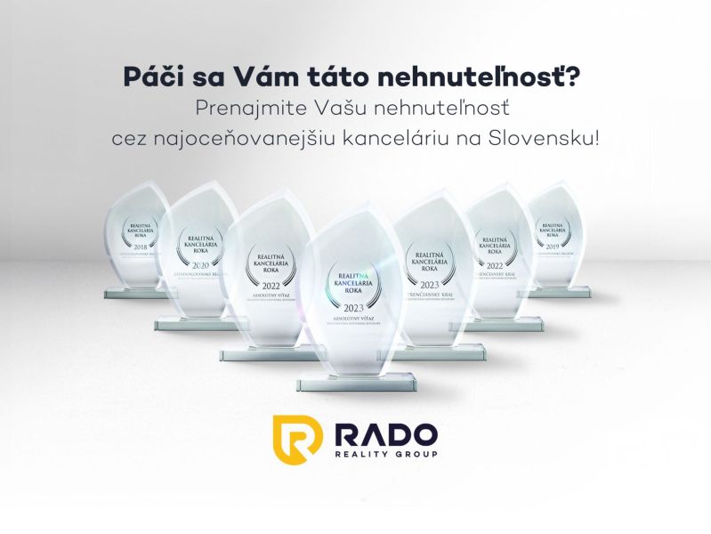 Na prenájom priestranný 2-izbový byt s loggiou | Žilina – Hájik - Ocenenia realitnej kancelárie RADO Reality Group za roky 2018–2023.