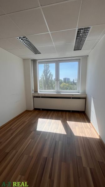 Prenájom kancelárskych priestorov  Drieňová ul., 209 m2 - 600 m2 - Kancelárie s veľkým oknom a podlahou s dreveným dekorom.