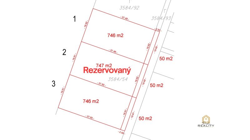 PREDAJ | Už LEN 2 POZEMKY pre RD, Prešov, Solivar - Mapa pozemkov na Zlatobanskej ulici v Prešove pre bývanie, jeden je rezervovaný.
