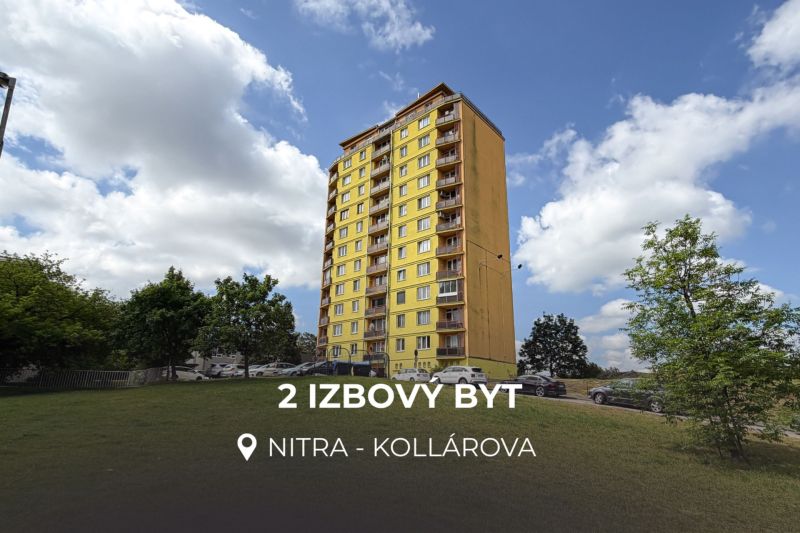 2 IZBOVÝ BYT | KOLLÁROVA | NITRA - Pohľad na žltú bytovku s 2-izbovým bytom na Kollárovej ulici v Nitre.