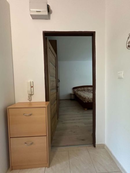 ☎️ 0918197701 Na prenájom  zariadený 1 izbový byt  na sídlisku západ n - Vstupná chodba do izby s podlahou s dreveným dekorom v 1-izbovom byte.