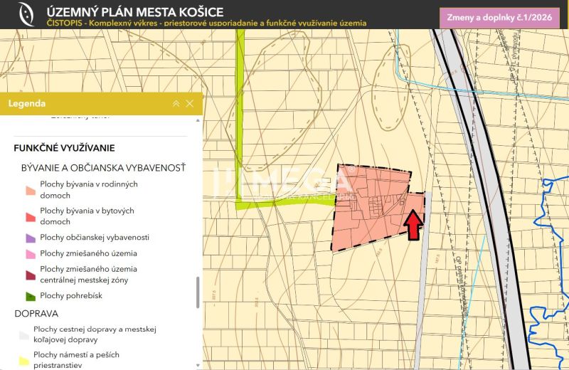 NA PREDAJ: Investičný pozemok s potenciálom pre 3 rodinné domy – Košic - Mapa územného plánu pre Košice IV, Rešov majer, zameraná na pozemky - bývanie.