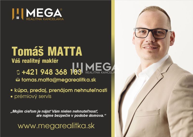 NA PREDAJ KVALITNÝ STAVEBNÝ POZEMOK 741,5 m² V MESTE HUMENNÉ - Vizitka realitného makléra s kontaktnými údajmi a špeciálnou ponukou služieb.