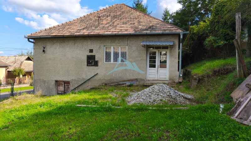 Znížená cena!!! Vidiecky dom v obci Olováry v okrese Veľký Krtíš. - Rodinný dom v Olovároch so šikmou strechou a zeleným trávnikom v prednej časti.