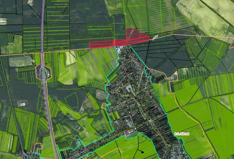 Moravský Svätý Ján – 1.580 m2 LES  - Letecký pohľad na poľnohospodárske a lesné pozemky v Moravskom Svätom Jáne.