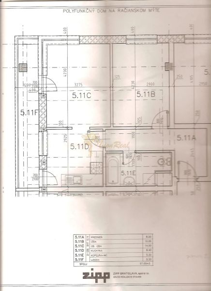 Slnečný 2-izb. byt, Račianske mýto, lodžia, výhľad do parku - Pôdorys 2-izbového bytu s kuchyňou, kúpeľňou a loggiou.
