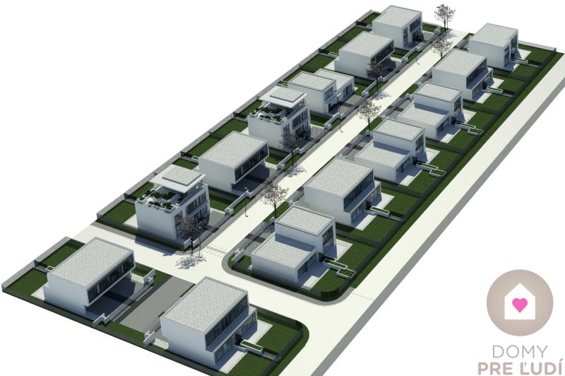 KRÁĽOVÁ PRI SENCI – SKOLAUDOVANÁ novostavba 4i RD v štandarde - Vizualizácia rodinných domov na Réckej ulici v Kráľovej pri Senci, s príjazdovými cestami.