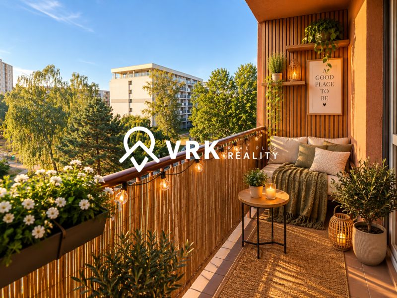 NA PREDAJ 2-IZBOVÉ BYTY, STROMOVÁ, KOŠICE- STARÉ MESTO - Košice - mestská časť Staré Mesto, Stromová: Utešený balkón 2-izbového bytu s príjemným posedením a zeleňou.