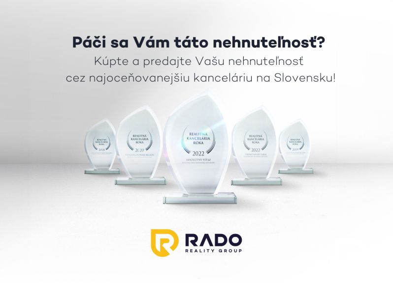 3,5-izb. byt 82 m2 | Drieňová ul.Štrkovec | komplet rek. - Na obrázku sú ocenenia realitnej kancelárie RADO Real Group na ulici Žabotova.