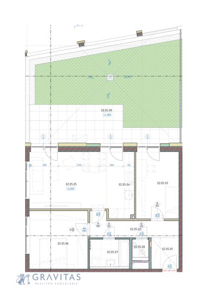 3-izbový byt s predzáhradkou, Brenner – Residence | Ružinov - Pôdorys 3-izbového bytu s veľkou terasou a miestnosťami na rôzne využitie.