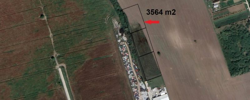 Pozemok v Bernolákove na ulici Priemyselná  - Letecký pohľad na komerčné pozemky v Bernolákove, Priemyselná, s celkovou plochou 3564 m².