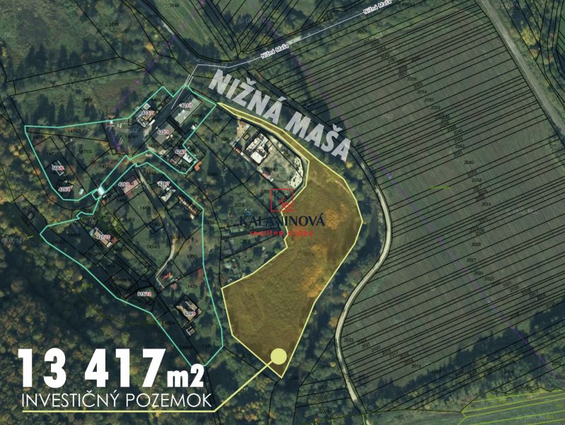 Investičný pozemok +projekt s potenciálom prvého slovenského kaviáru - Letecký pohľad na investičné rekreačné pozemky pri Nižnej Maši, Betliar.