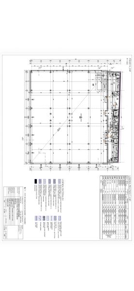 Ponúkame obchodné priestory 800m2 - Architektonická schéma obchodných priestorov s legendou materiálov a technickými špecifikáciami.