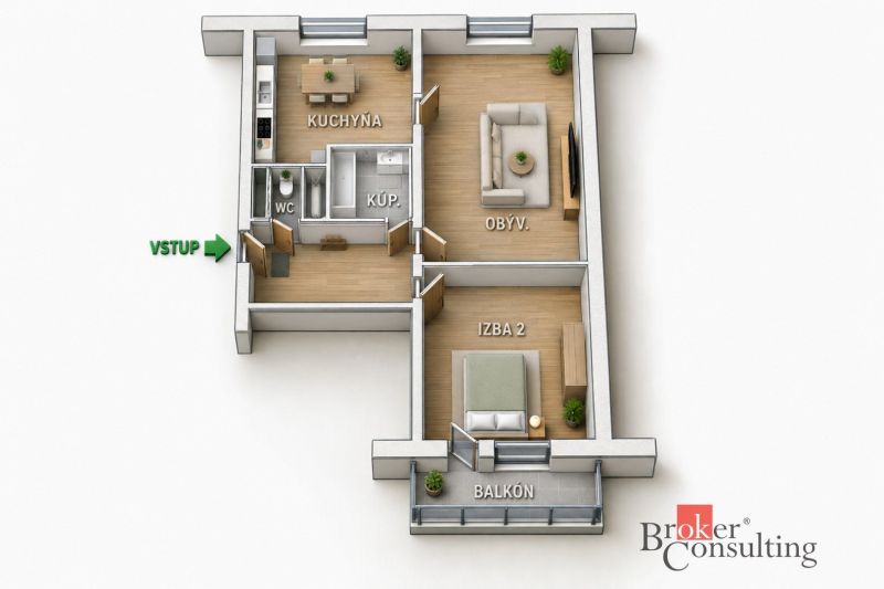 Na predaj 2-izbový byt s rozlohou 66m² a s balkónom v Bratislave, časť
